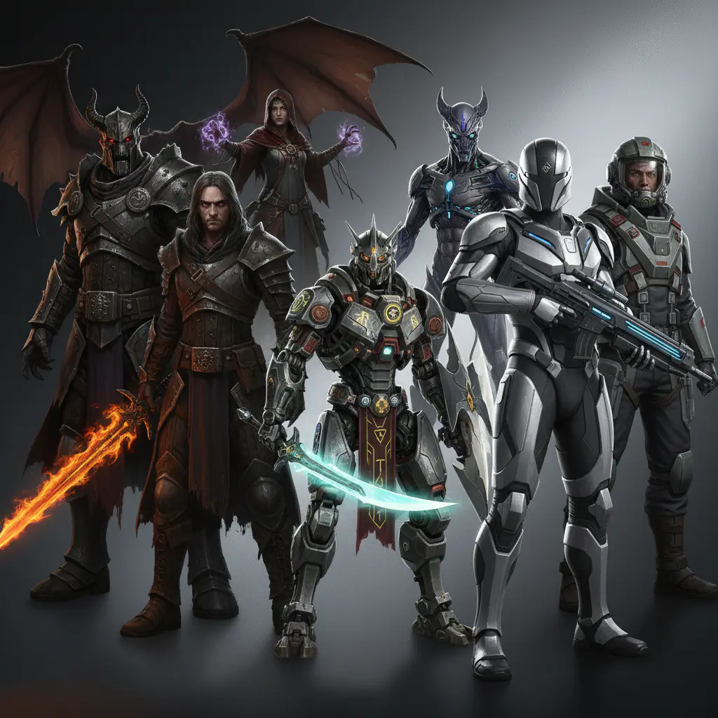 Collage of PC game characters and worlds