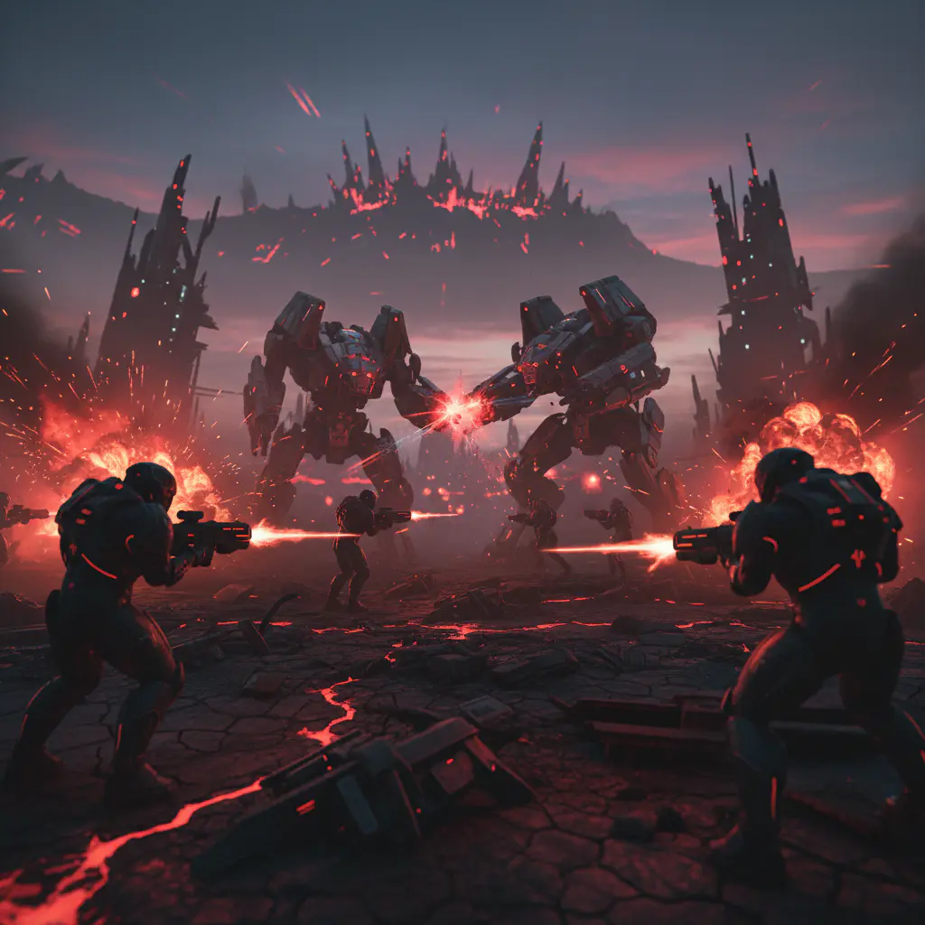 Epic AAA video game cinematic scene