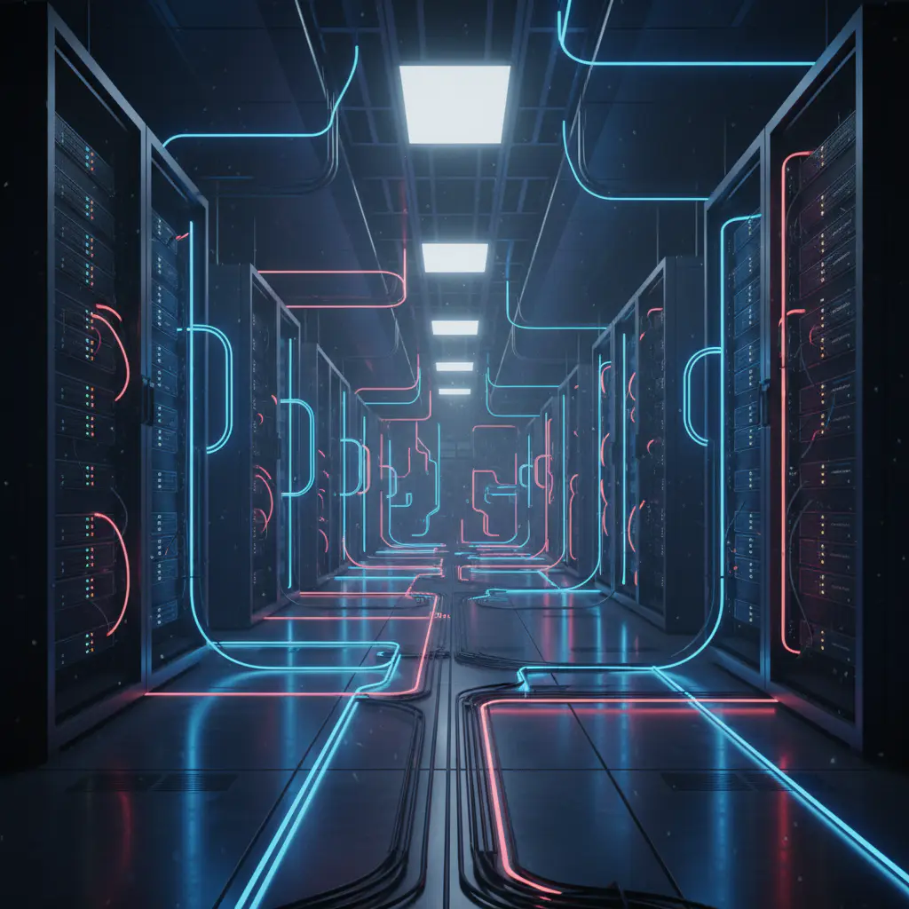 Glowing server racks