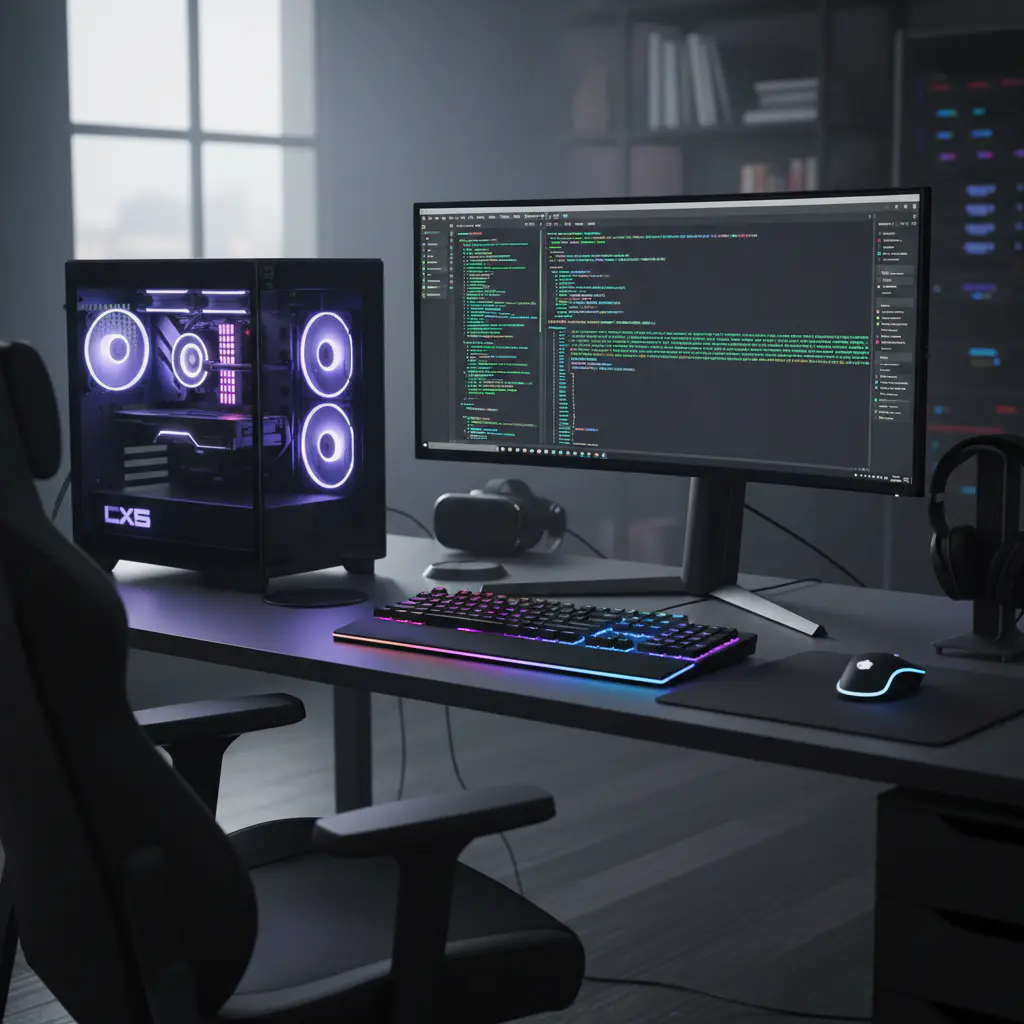 Modern game development studio workstation